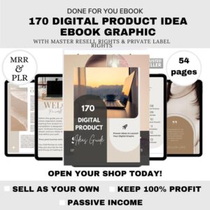 Digital Product Ideas eBook – Canva Editable Template, Online Business Guide, Passive Income, Resell Rights, and Make Money Online